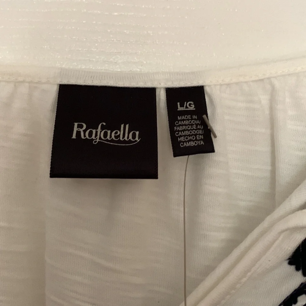 NWT - RAFAELLA White Cottage Core Embroidered Top, size L - Picture 4 of 6